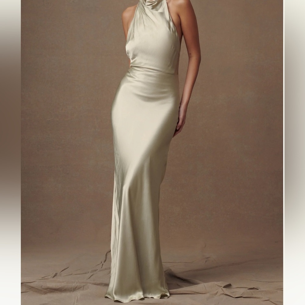 Meshki Esther Satin Cowl Maxi Dress - Sage *NWT*